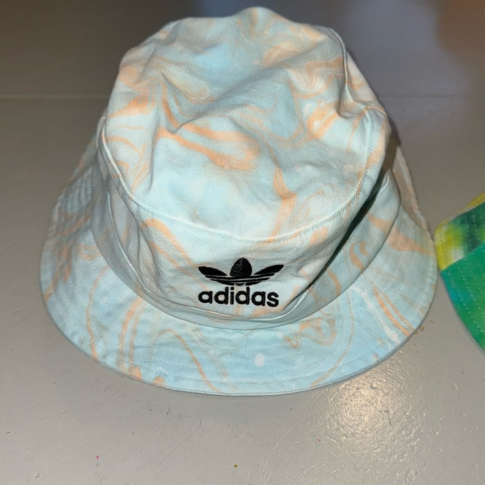 Adidas bucket hat tie dye teal and orange